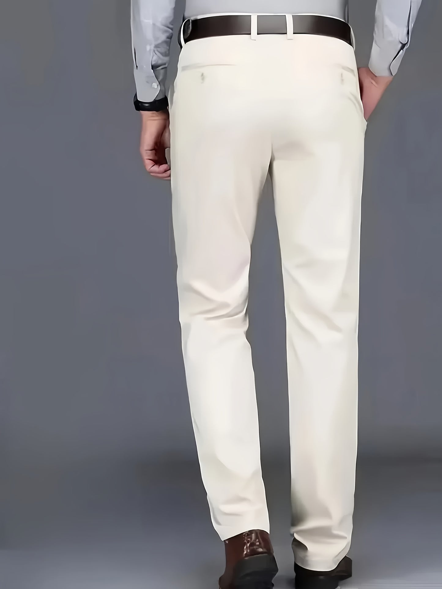 Solid Dress Pants For Men, Lightweight And Comfy Regular Fit And Cuffed Pants For All Seasons Business And Casual Wear