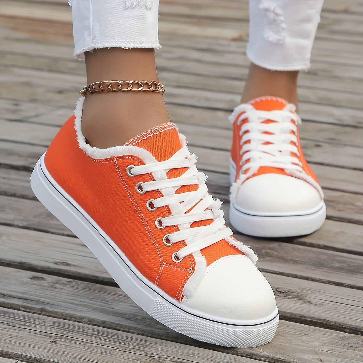 Women's Simple Canvas Shoes, Casual Lace Up Outdoor Shoes, Lightweight Low Top Sneakers