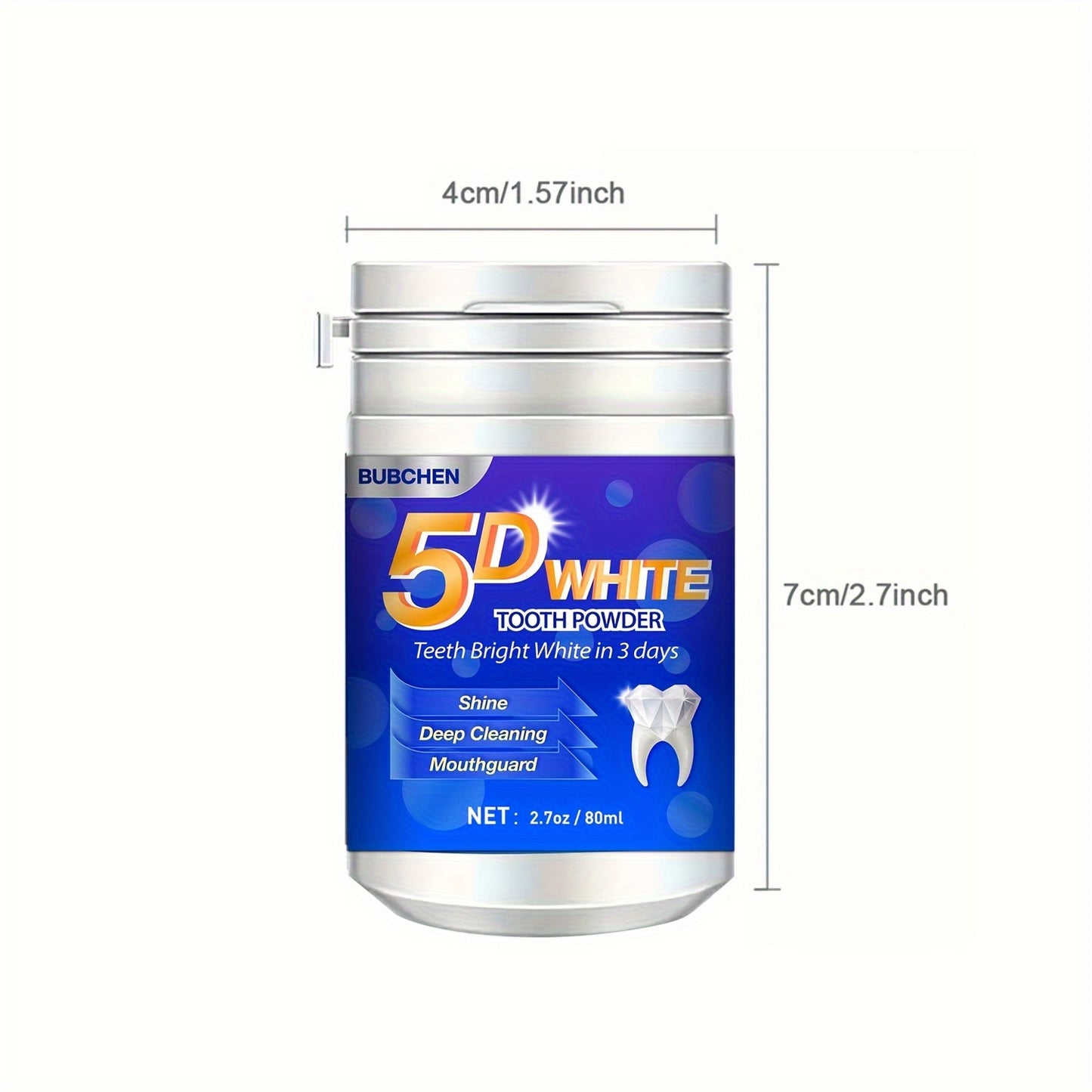 5D White Tooth Powder, Tooth Deep Cleaning Powder, Fresh Breath, Ideal For Oral Health & Hygiene Gift For Women Men