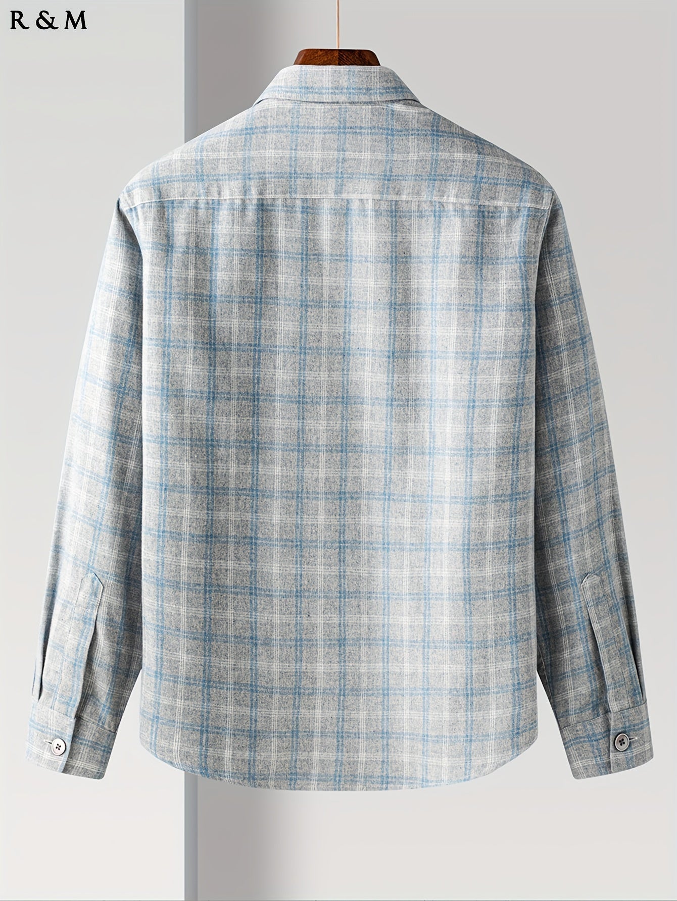 ROMON Men's Classic Plaid Button-Up Shirt - Soft Brushed Fabric, Long Sleeve, Casual & Formal Wear, Machine Washable, Polyester, Non-Transparent, Regular Fit with Chest Pocket - Perfect for Fall/Winter