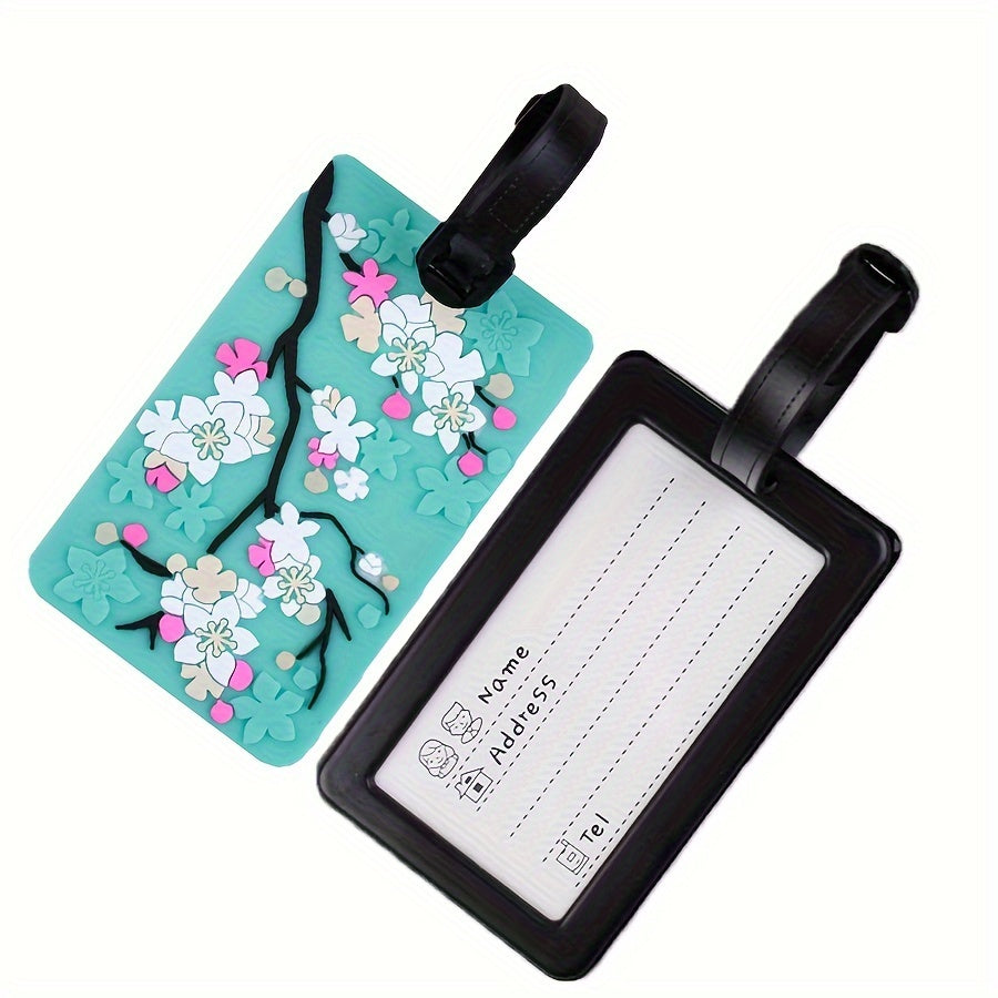 1 Pc, Plum Blossom Design, PVC Soft Luggage Tag, Bus Pass Card Holder