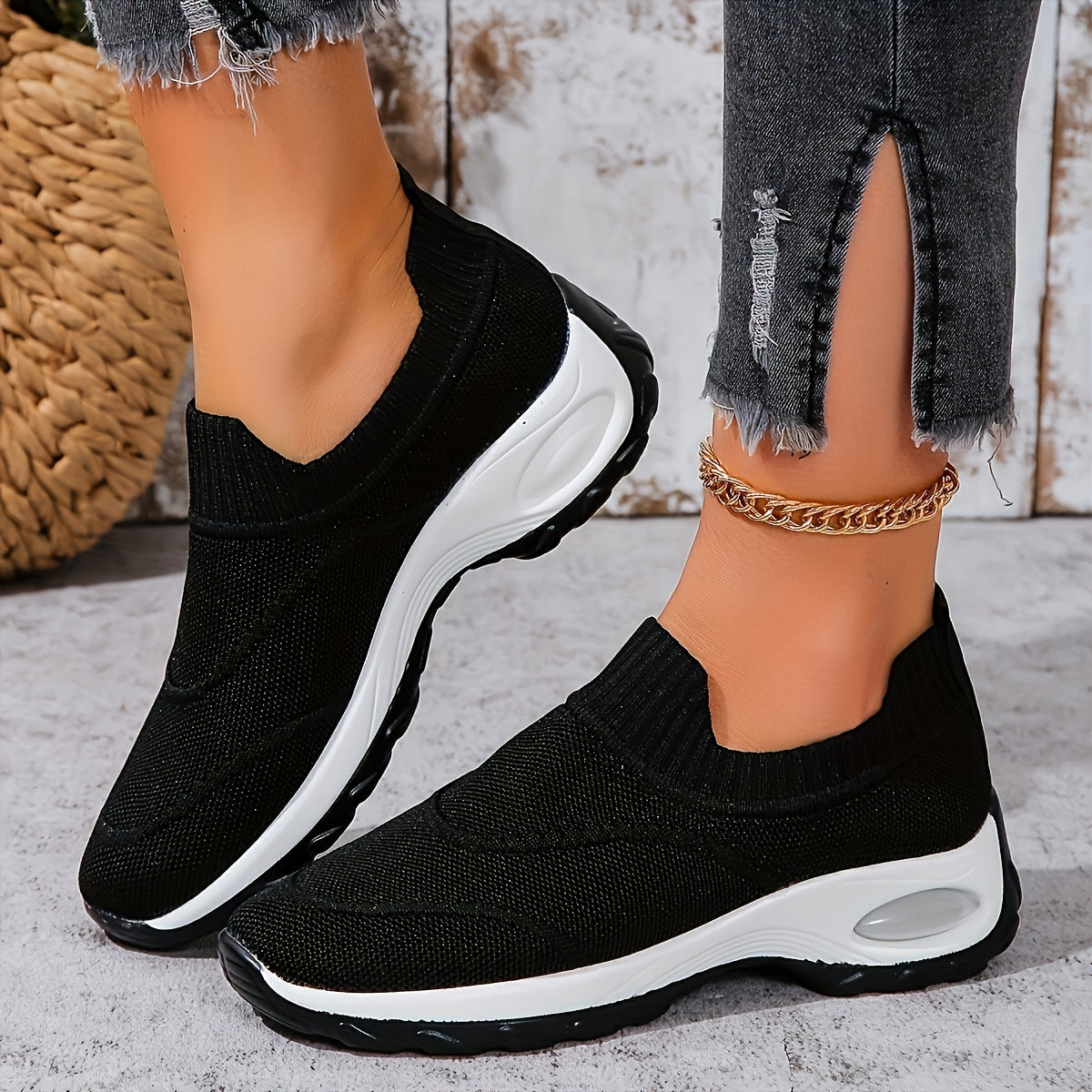 Women's Solid Color Slip-On Sneakers, Breathable Mesh Athletic Shoes With Cushioned Sole, Casual Sporty Shoes For Walking