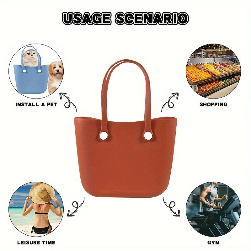 Waterproof EVA Tote Bag, Large Capacity Beach Bag, Women's Casual Handbag & Shoulder Bag For Travel