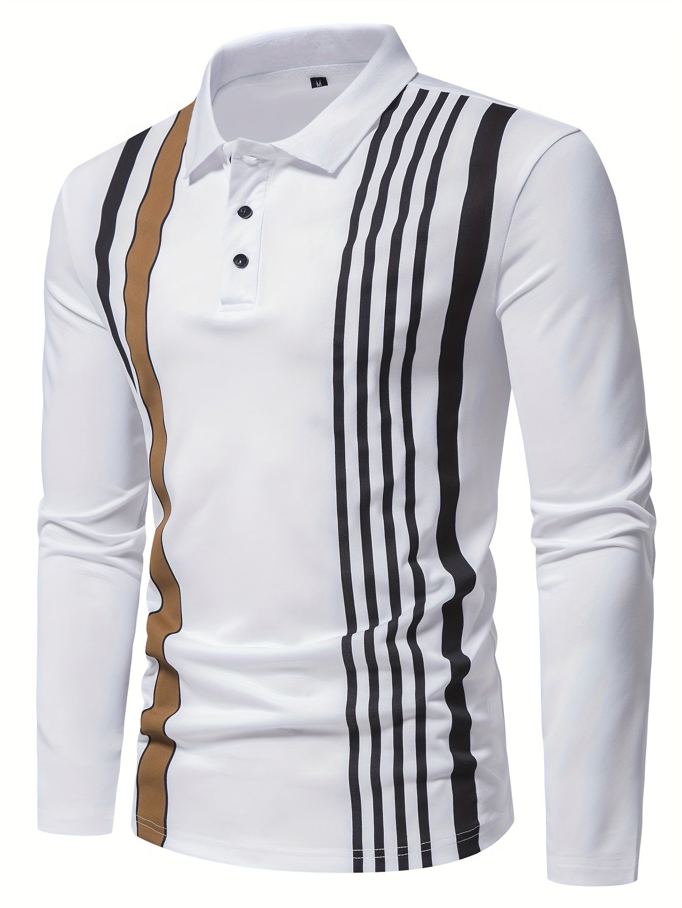 Men's Striped Golf Shirt, Casual Long Sleeve Shirt For Spring Fall Outdoor