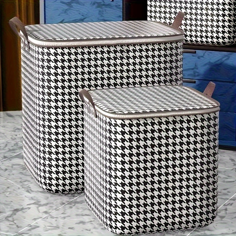 Houndstooth Storage Boxes, Clothes Blanket Storage Bags, Storage Containers With Handles, Closet Organizers