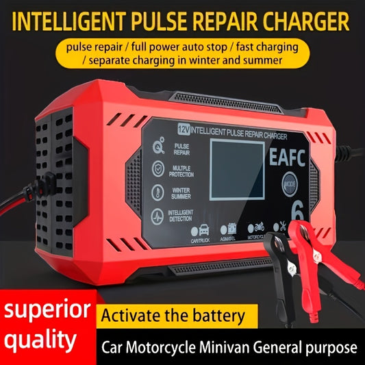 Car Battery Charger, 12V 6A Smart Battery Trickle Charger Auto 12V 24V Battery Maintainer For Car Truck Motorcycle Lawn Mower Marine Lead Acid Charger