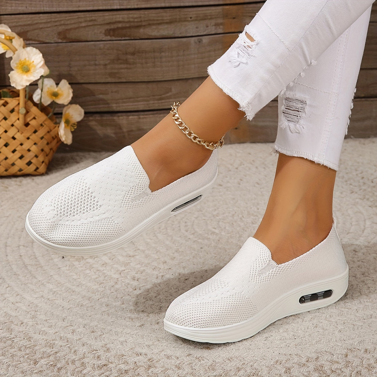 Zapatillas de deporte de plataforma de color sólido para mujer, zapatos cómodos antideslizantes con punta redonda, zapatos para caminar al aire libre