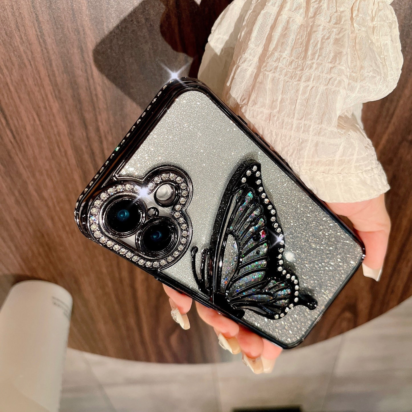 New Rhinestone Glitter Diamond Butterfly Mobile Phone Case Suitable For Apple Phone16 15 Plus Pro Promax