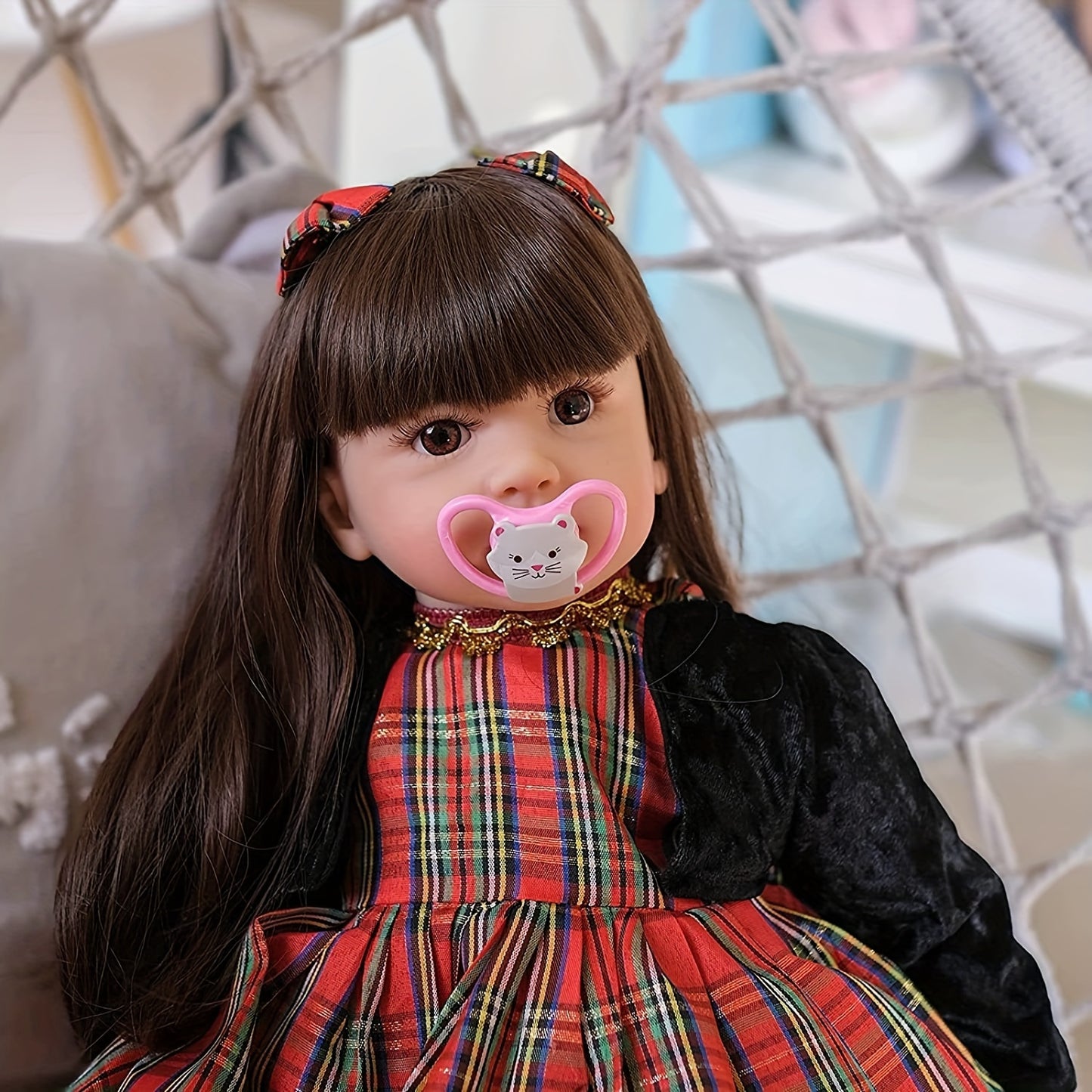 22 In/55cm Reborn Doll, Full Silicone Lifelike Reborn Doll, Straight Legs Reborn Doll