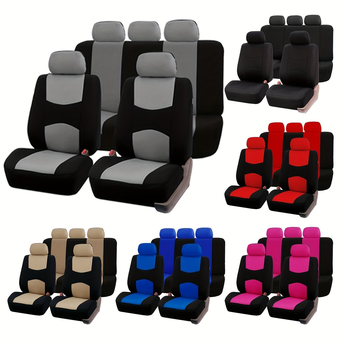 Stylish 5-Seat Comfort-Fit Car Seat Covers - Durable, Easy-to-Clean Polyester Protection for Vehicles