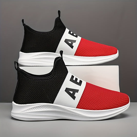 Men's Letters Design Slip-on Sneakers - Athletic Shoes - Lightweight And Breathable Walking Shoes