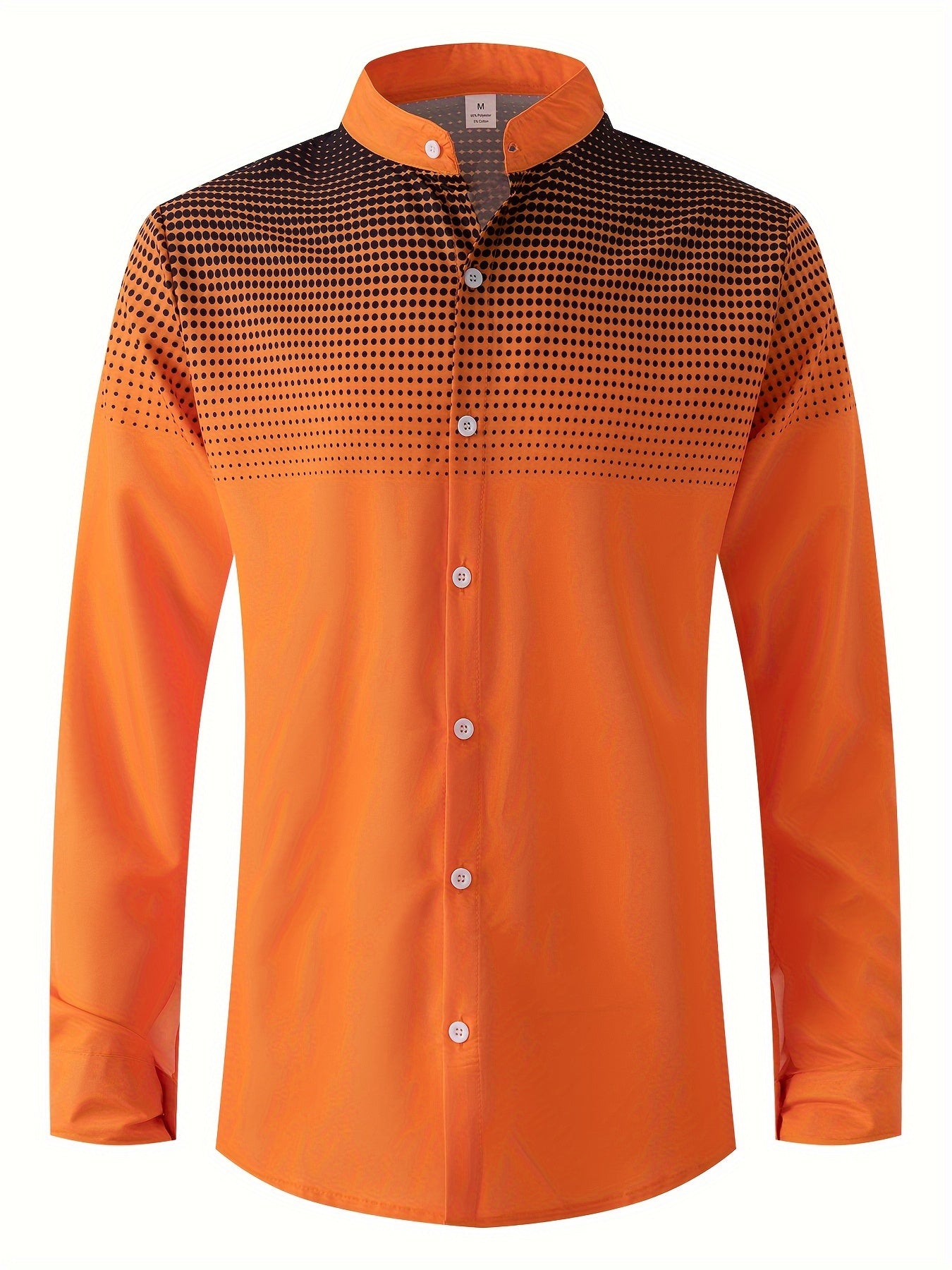 Men's Gradient Color Dots Print Long Sleeve Shirt For Spring And Fall, Casual Comfy Shirt As Gift