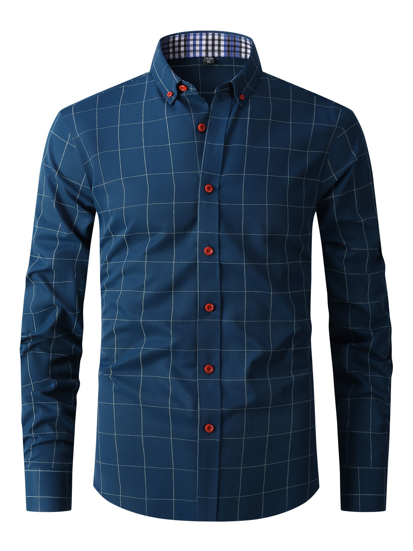 Men's Plaid Design Dress Shirts, Long Sleeve Casual Button Down Shirt For Formal Occasions