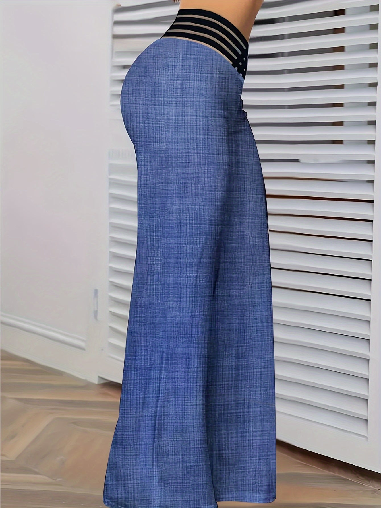 Cross Strap High Waist Wide Leg Pants, Elegant Loose Pants For Spring & Summer, Women's Clothing