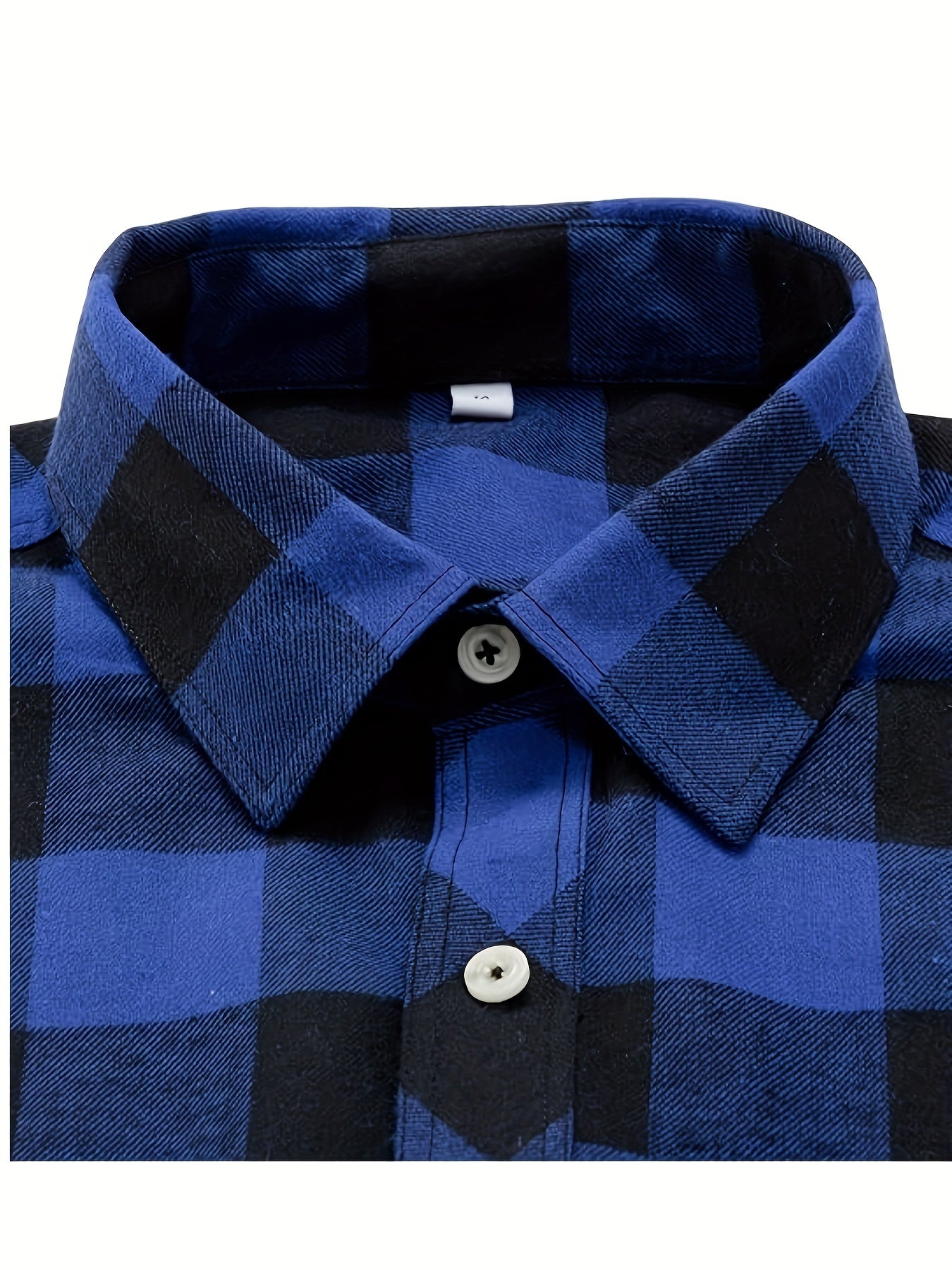 Men's Lapel Long Sleeve Plaid Shirt For Spring/ Fall