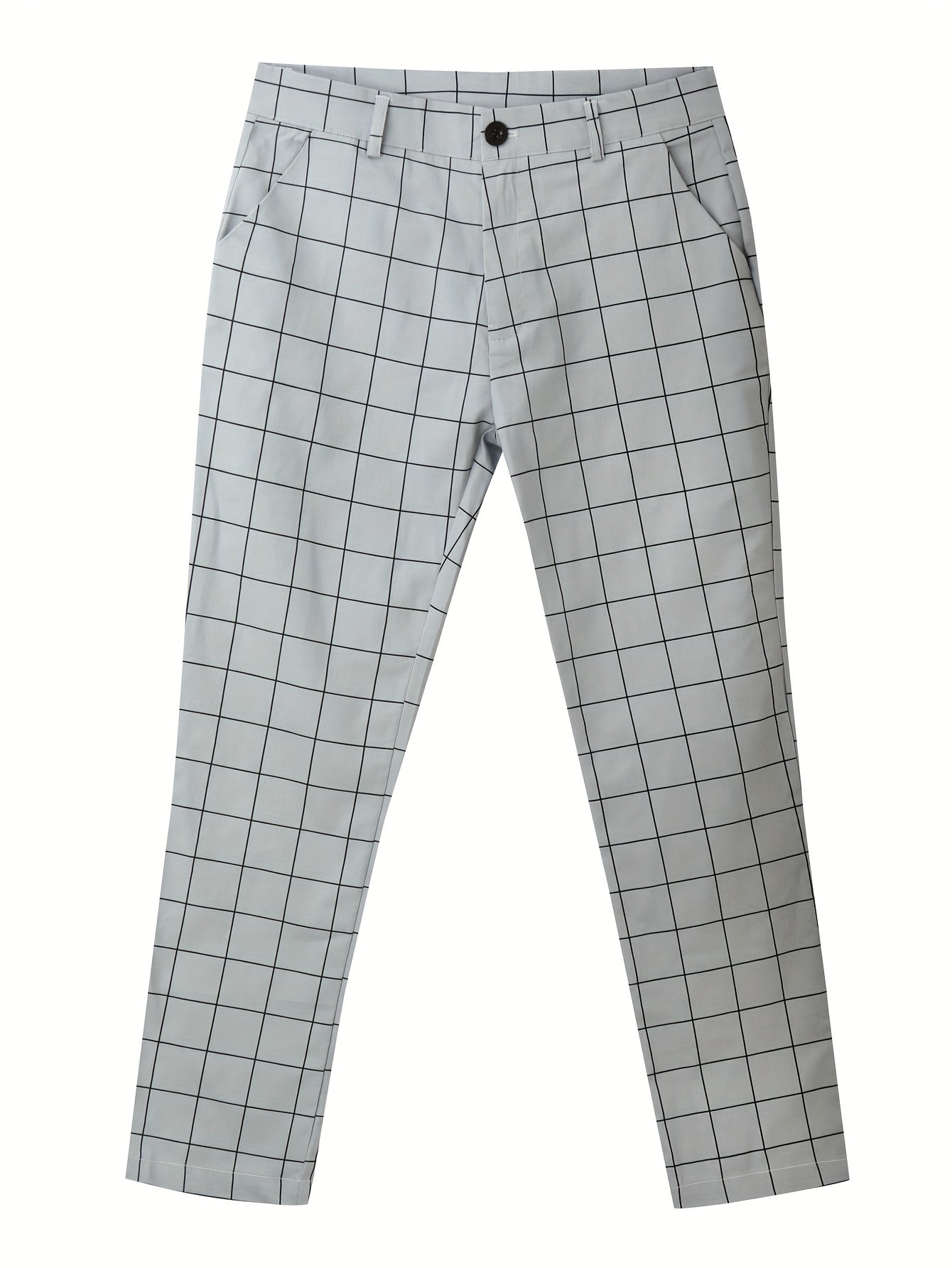 Elegant Plaid Slacks, Men's Casual Vintage Style Dress Pants For Business Banquet