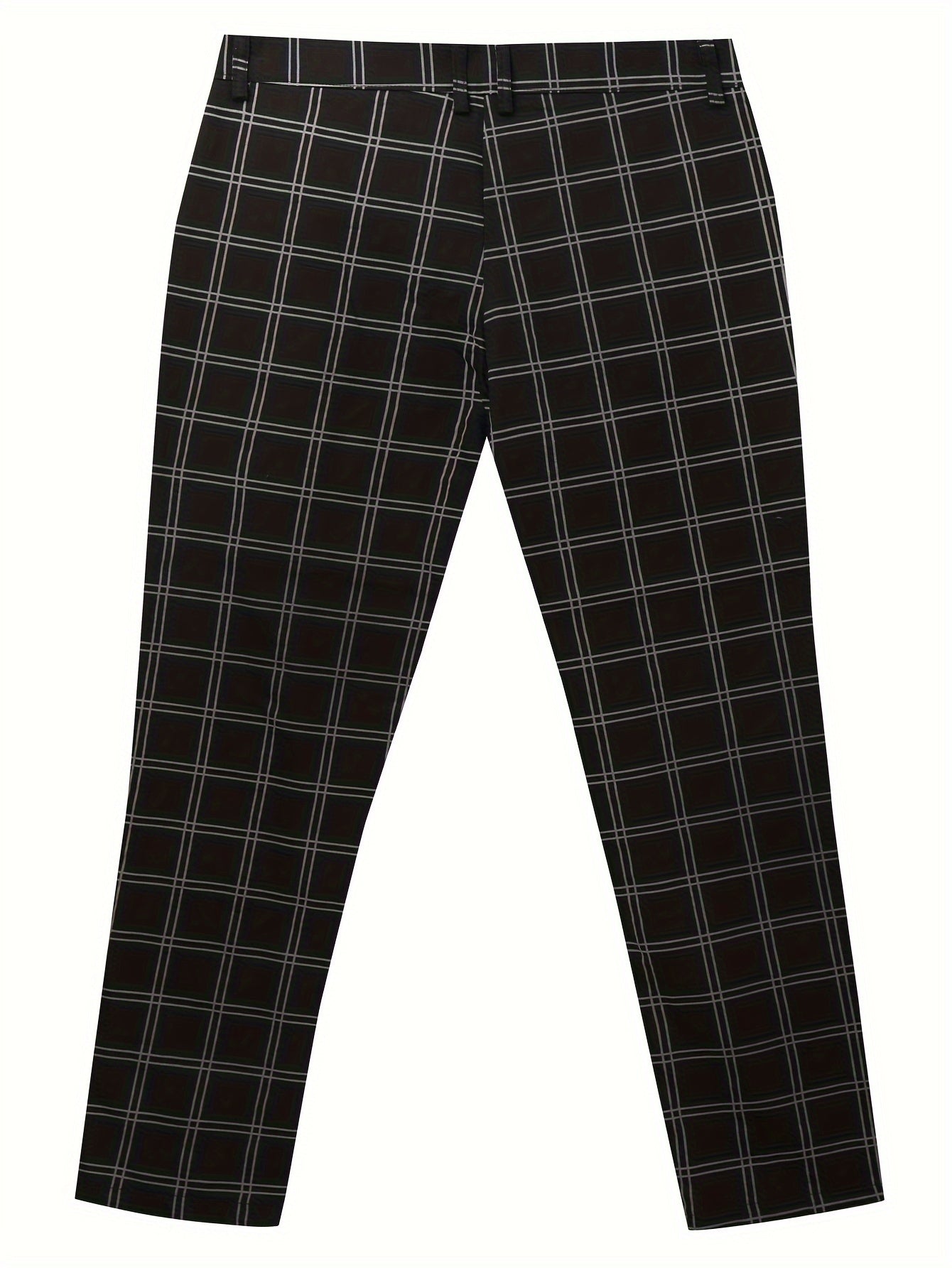 Men's Plaid Formal Dress Pants With Pockets, Slim Fit Trousers For Outdoor Activities, Daily Wear For Spring And Autumn