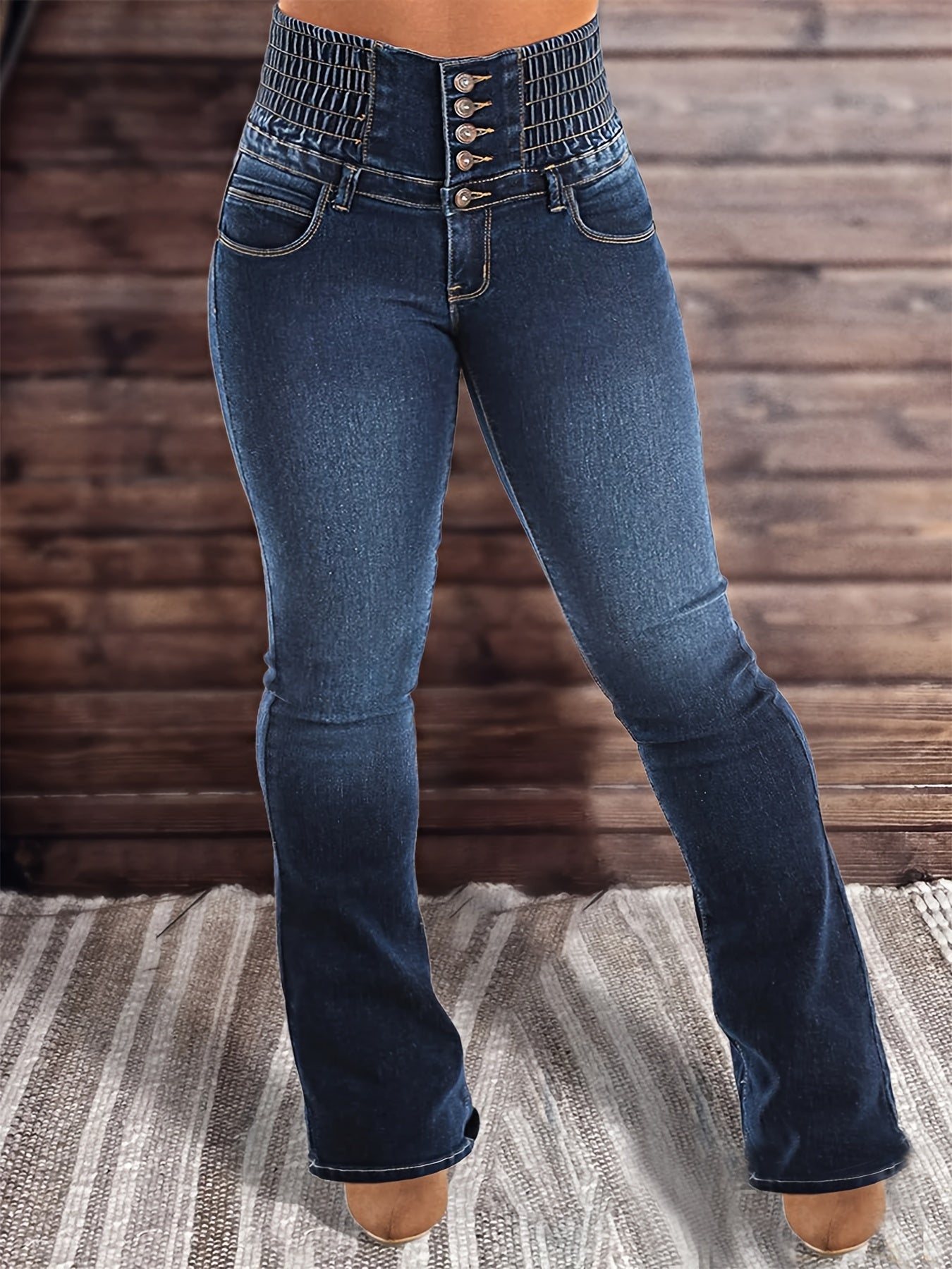 High Waist High-Rise Stretchy Jeans With Multiple Pockets, Spandex Blend, Cotton And Polyester Fabric, Sensual Design, Machine Washable, YIWEIDI Brand