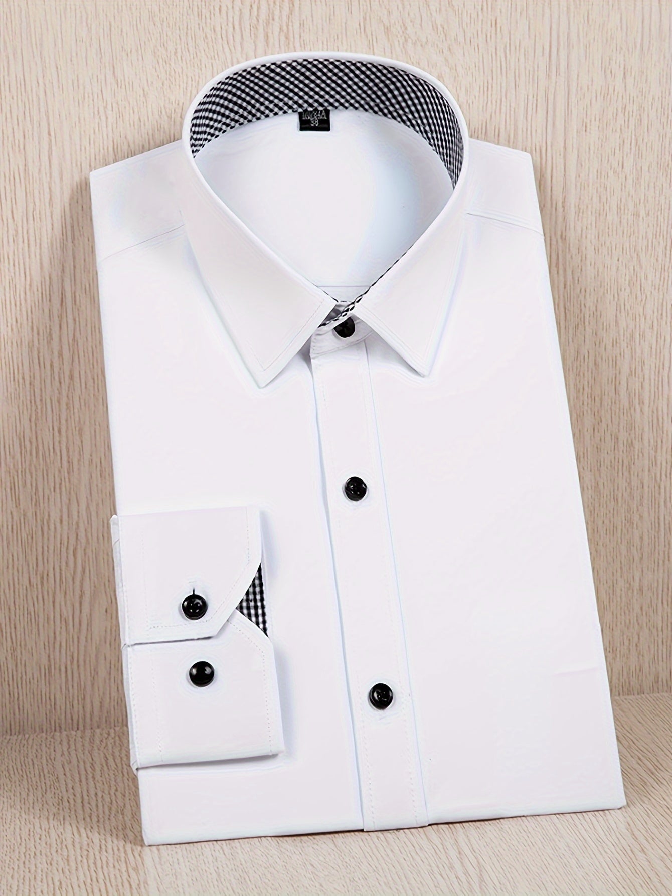 Men's Casual Button Up Lapel Collar Shirt In Solid Color, Men's Classic Long Sleeve Shirt For Office And Business