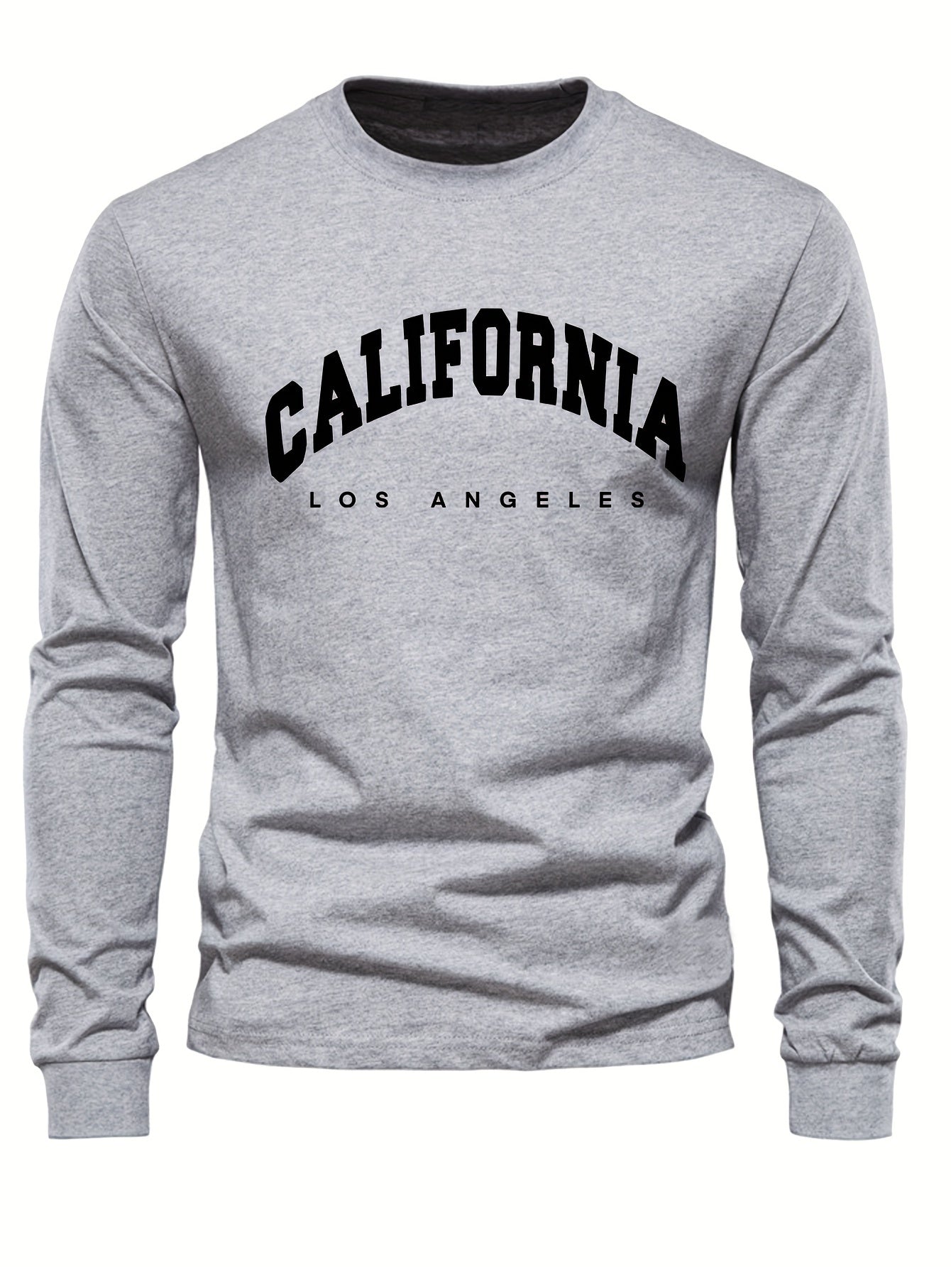 LA California Print Tee Shirt, Tees For Men, Casual Long Sleeve T-shirt