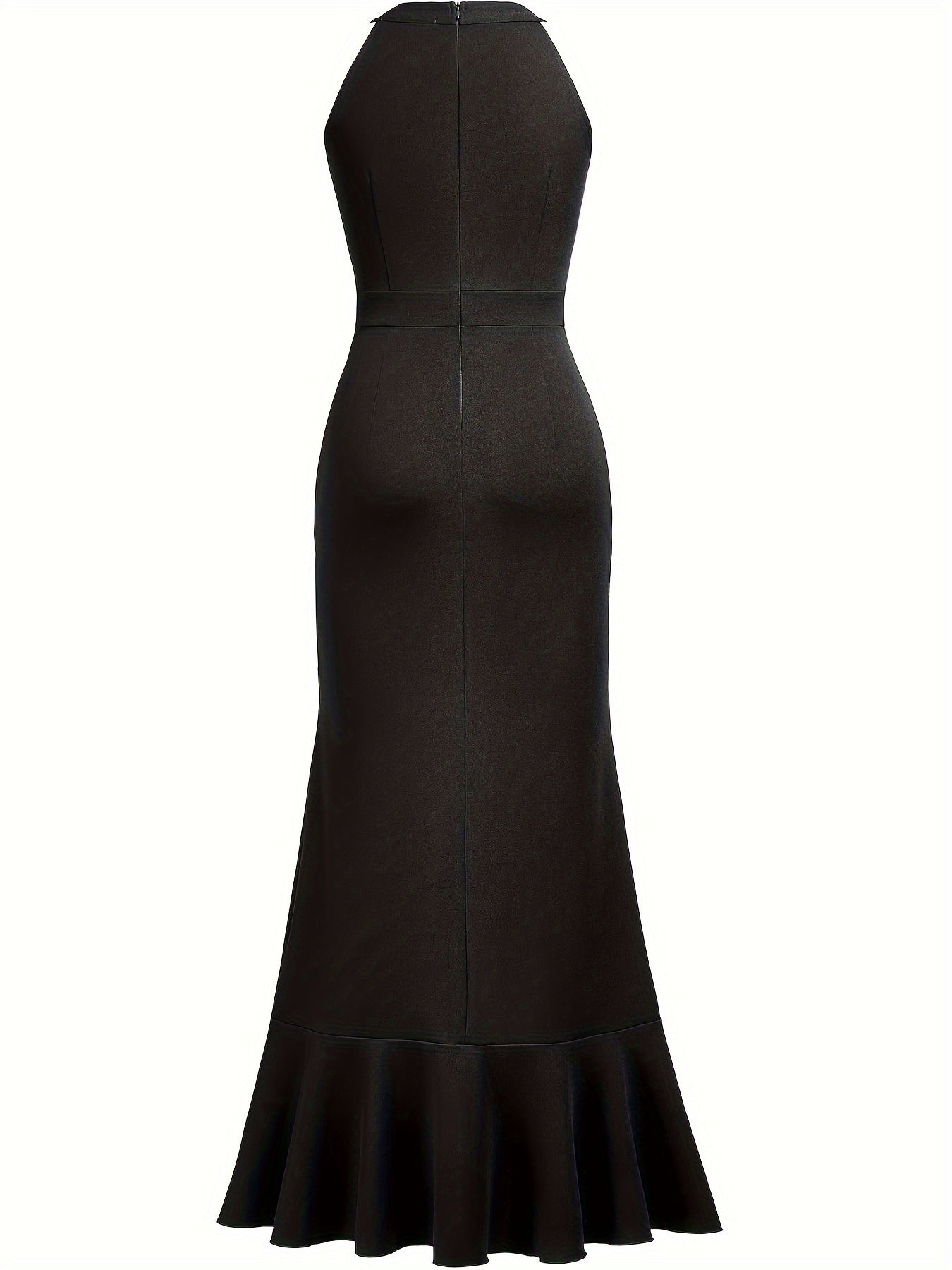 Women's Polyester And Spandex Blend Elegant Dress With V-Neck, Machine Washable, Suitable For All Seasons