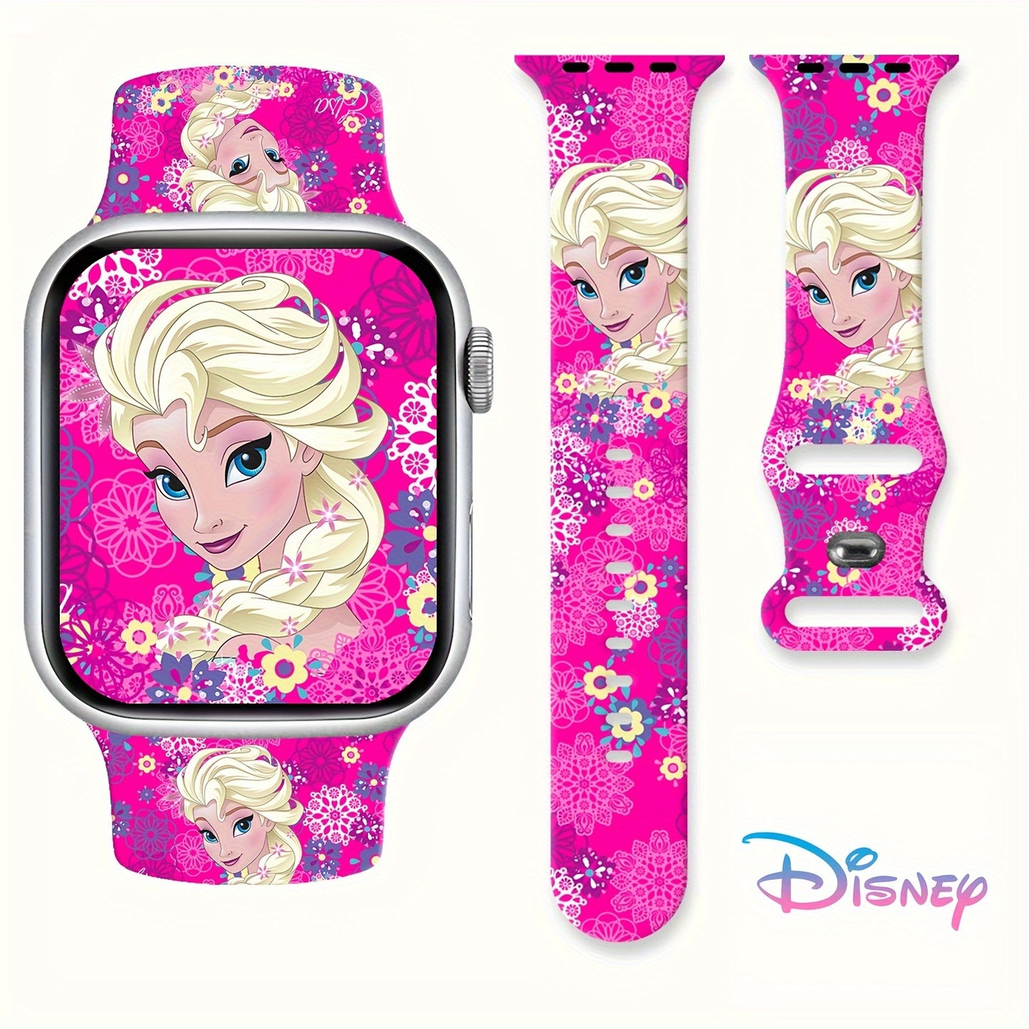 Disney Princess Elsa & Anna Themed Silicone Strap, Daily Casual Versatile Watch Band, Fashionable And Casual, Compatible With Apple Watch Series