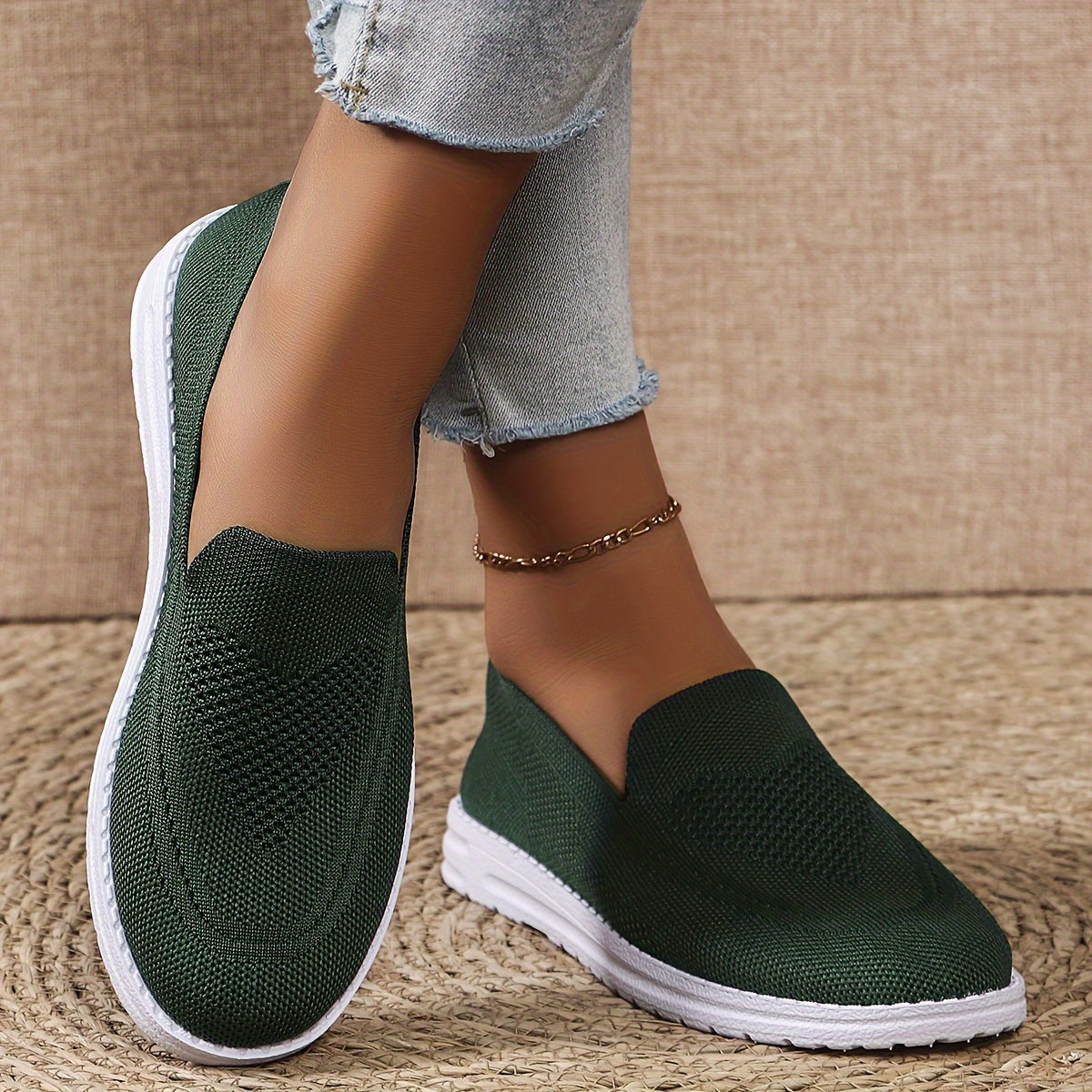 Women's Heart Knitted Loafers, Platform Slip On Soft Sole Walking Shoes, Low-top Breathable Daily Footwear