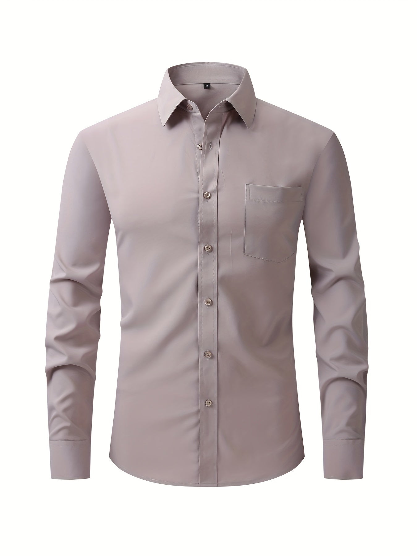 Men's Formal Classic Design Button Up Shirt With Chest Pocket, Male Clothes For Spring And Fall Business Occasion