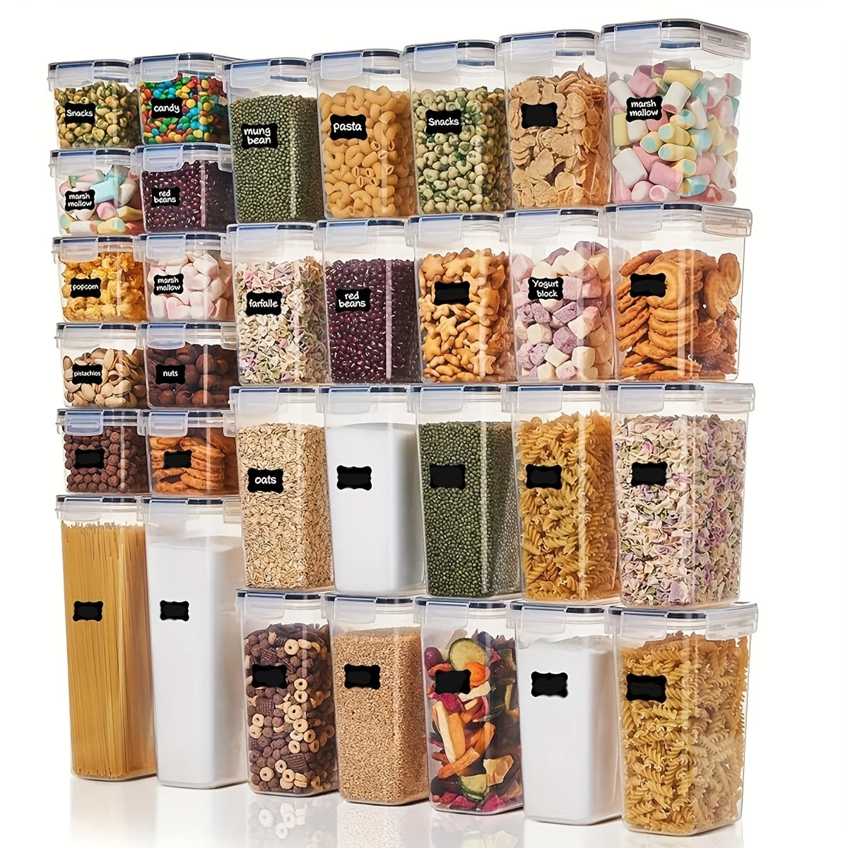 24pcs BPA-Free Airtight Food Storage Containers with Labels & Marker - Keep Spaghetti, Flour, Sugar, and Cereal Fresh for Longer