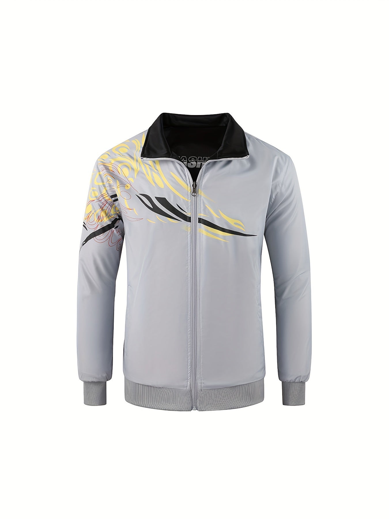 Men's Fashion Athletic Reversible Jacket With Geometric Print - Lightweight Spring/Autumn Stand Collar Jacket With Pockets