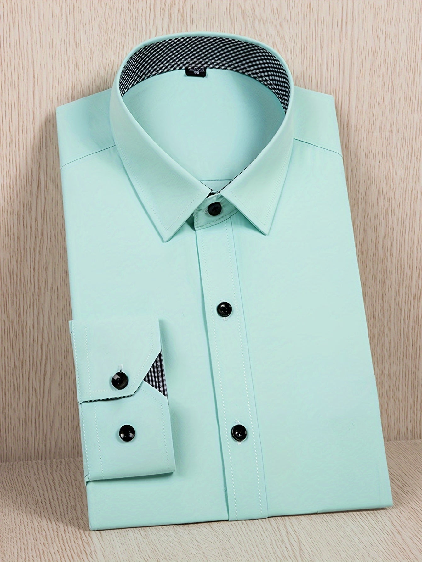 Men's Casual Button Up Lapel Collar Shirt In Solid Color, Men's Classic Long Sleeve Shirt For Office And Business