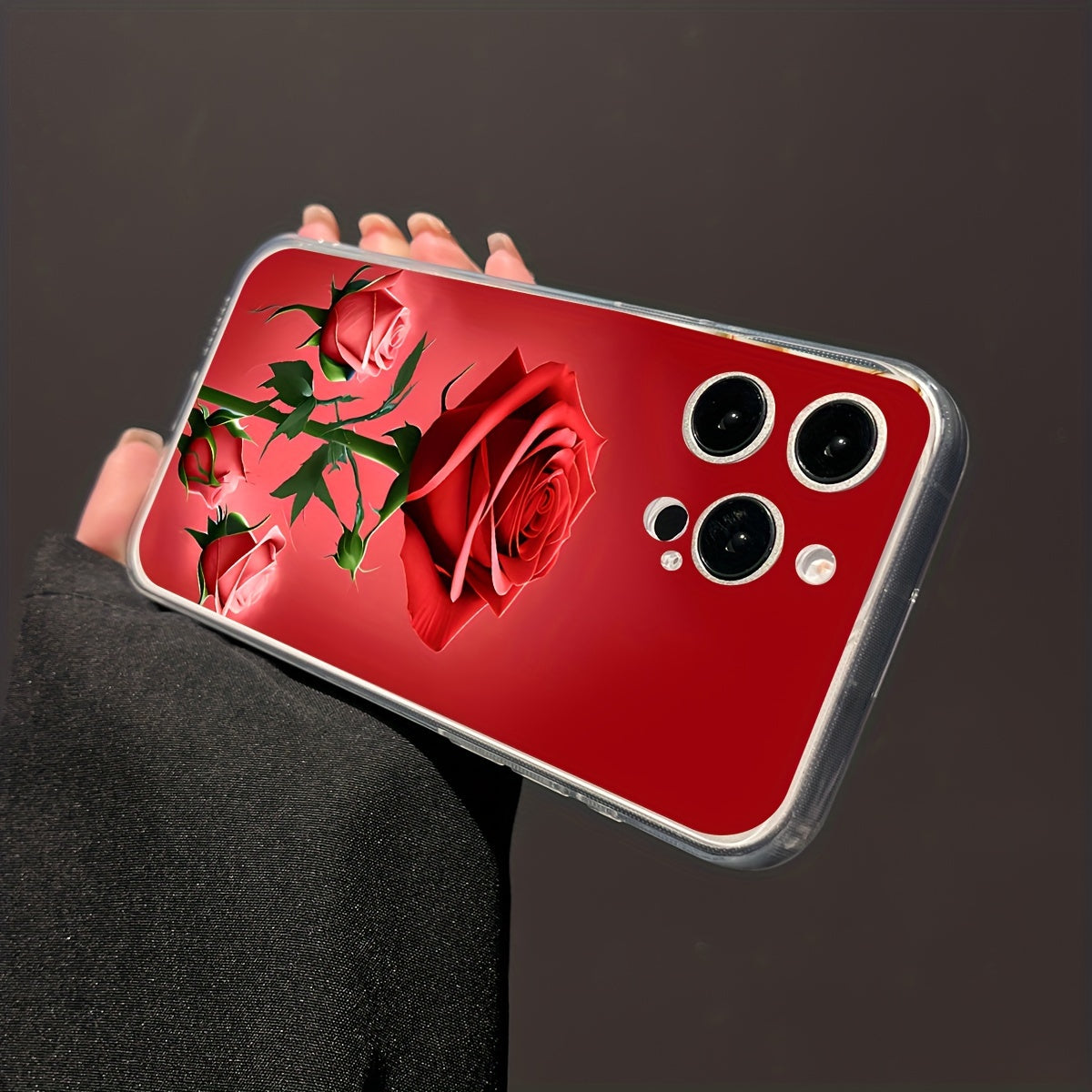 Red Rose Print Anti-Fall Mobile Phone Case for Iphone7/7P/8/8P/X/Xs/Xr/Xs Max/11/11Pro/11Pro Max/12/12 Pro/12Pro Max/Se2/Se3/13/13Pro/13Pro Max/14/14/Plus/14Pro/14Pro Max Valentine'S Day/Easter/Boyfriend/Girlfriend Multi-Seri