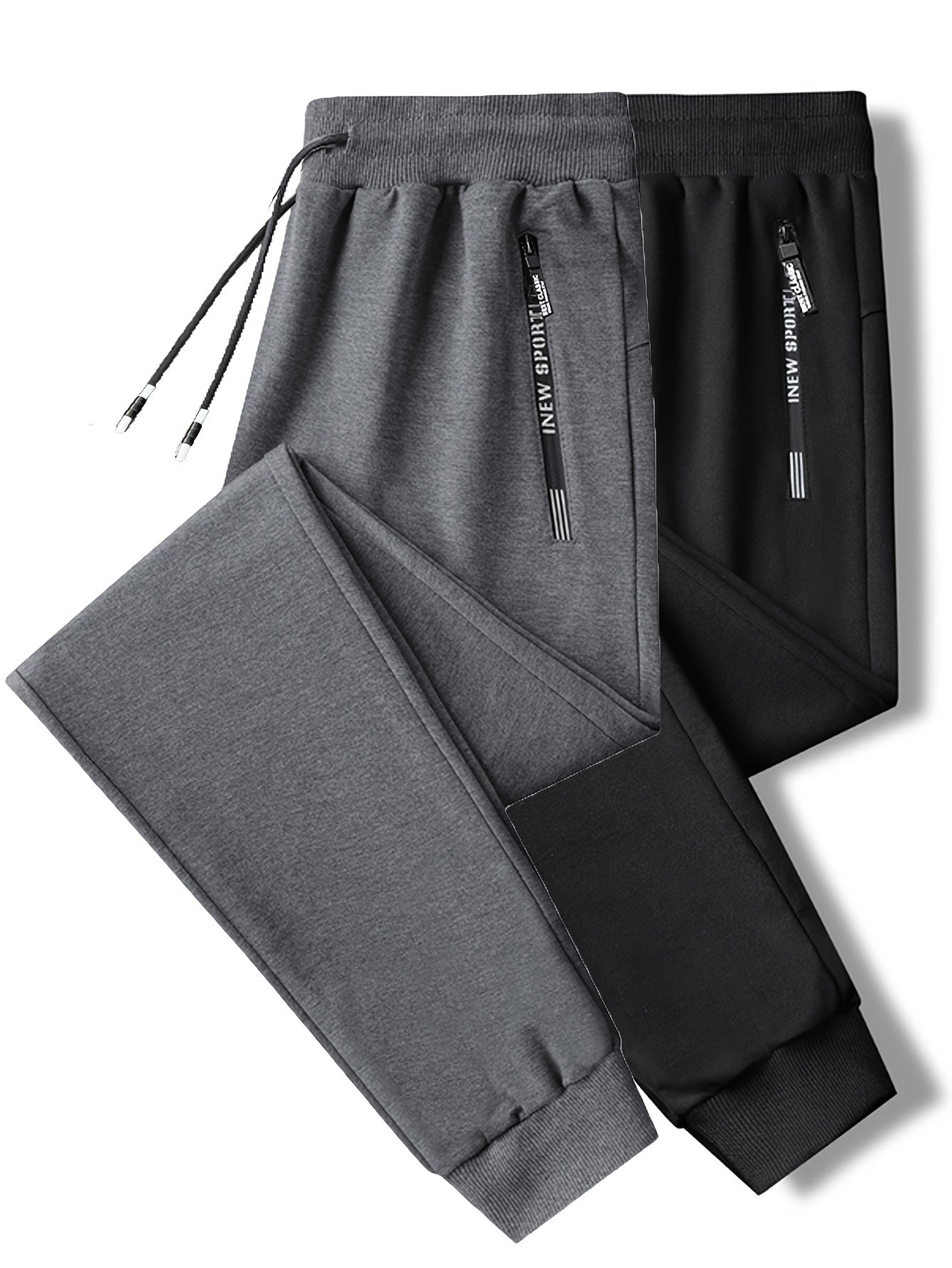 2pcs Women's Athletic Joggers - All-Season, Stretchy Polyester Blend, Drawstring Waist with Pockets, Casual Running & Sweatpants