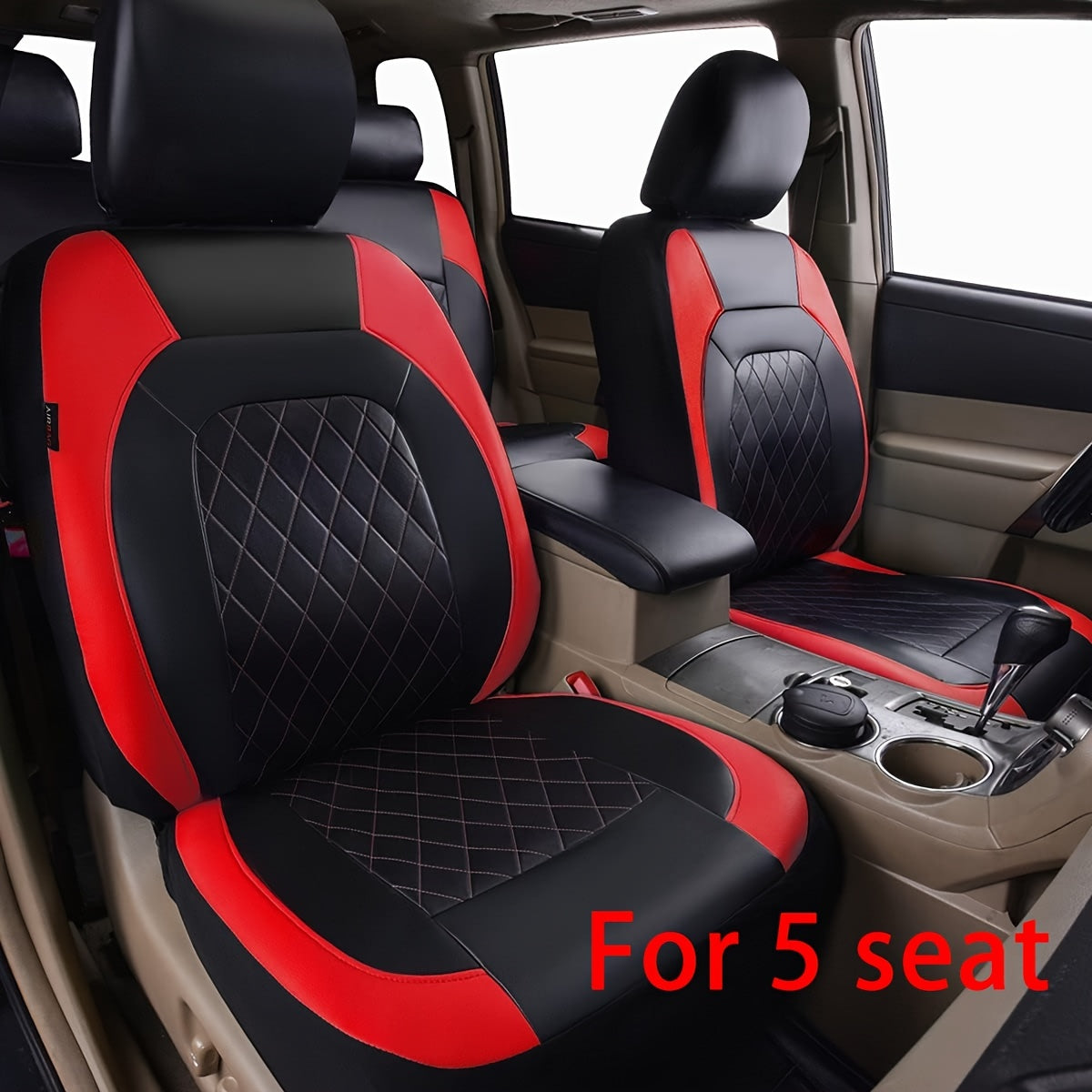 Universal 5 Seater PU Leather Car Seat Covers Complete Set, Anti-Slip Cushion Protector For Most Sedans