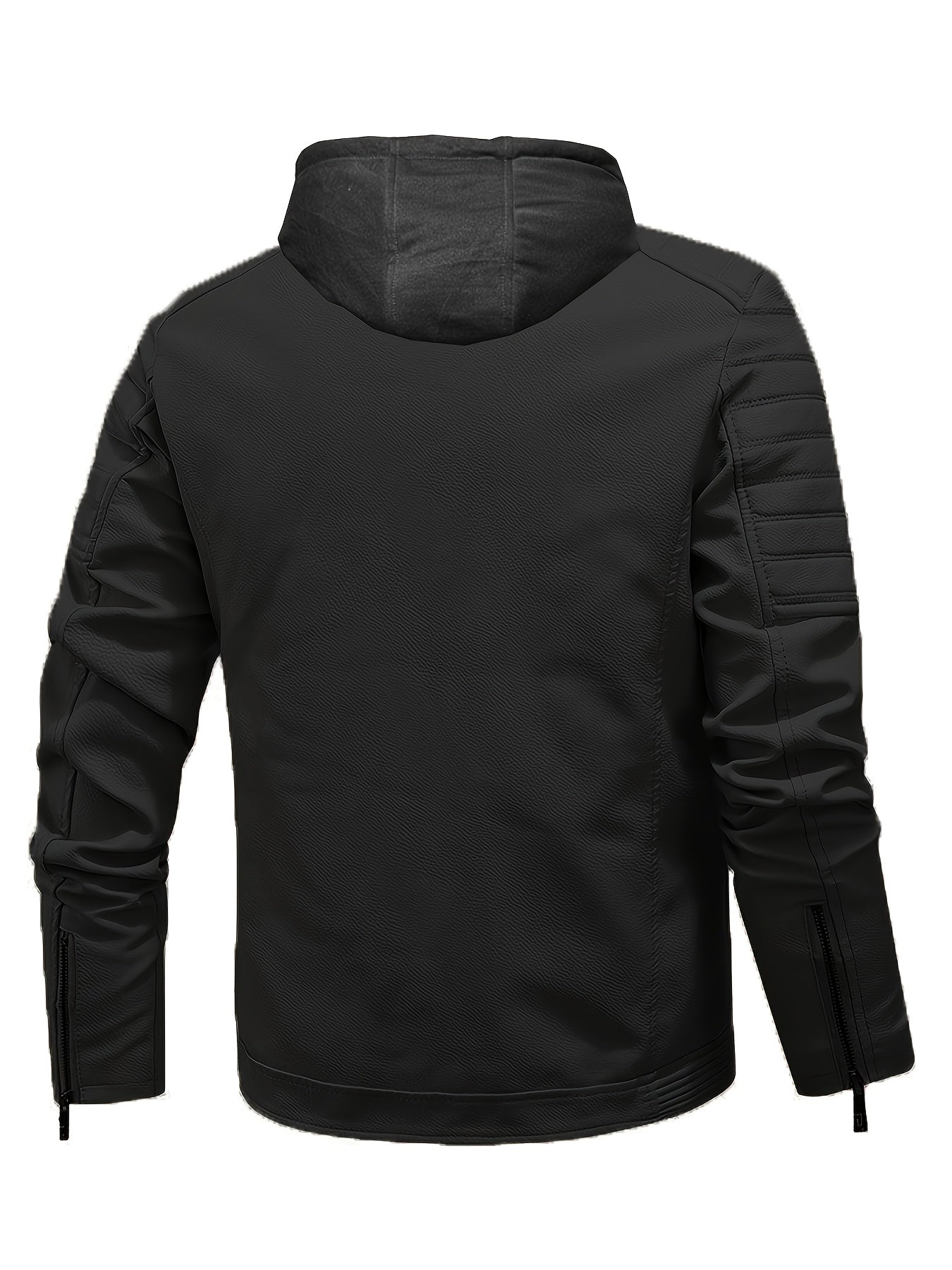 Men's Softshell Jacket With Hood - Windproof PU Leather Jacket For Casual Outings, Cycling, And Outdoor Activities In Autumn/Winter