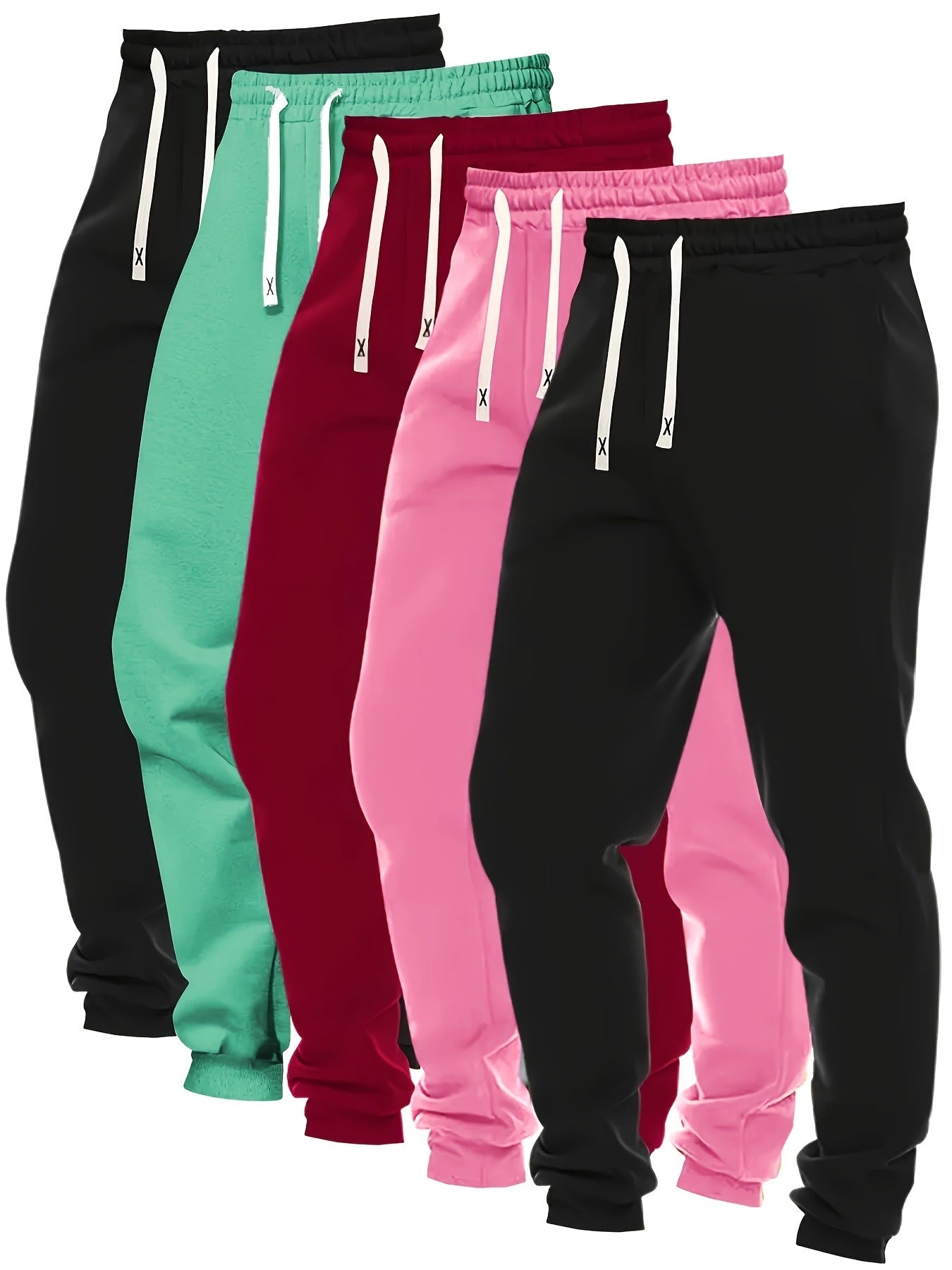 Five Pack Women's Loose Fit Joggers For Fall And Winter, Drawstring Waist, Women's Activewear