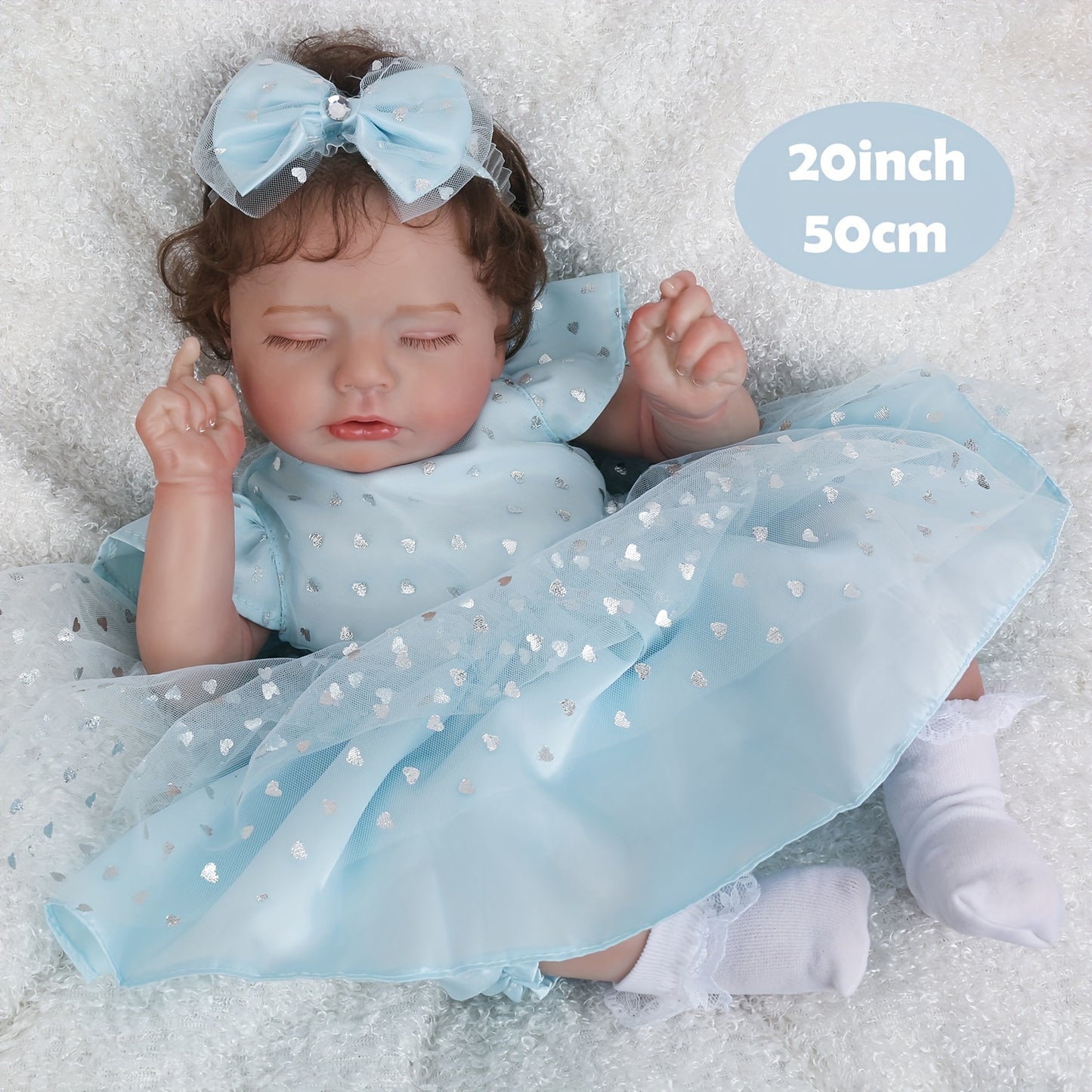 Realistic Reborn Baby Dolls Girl - 20-Inch Lifelike Newborn Baby Doll With Hand-rooted Hair, Cute Reallife Doll Birthday Gift Halloween Christmas Gift