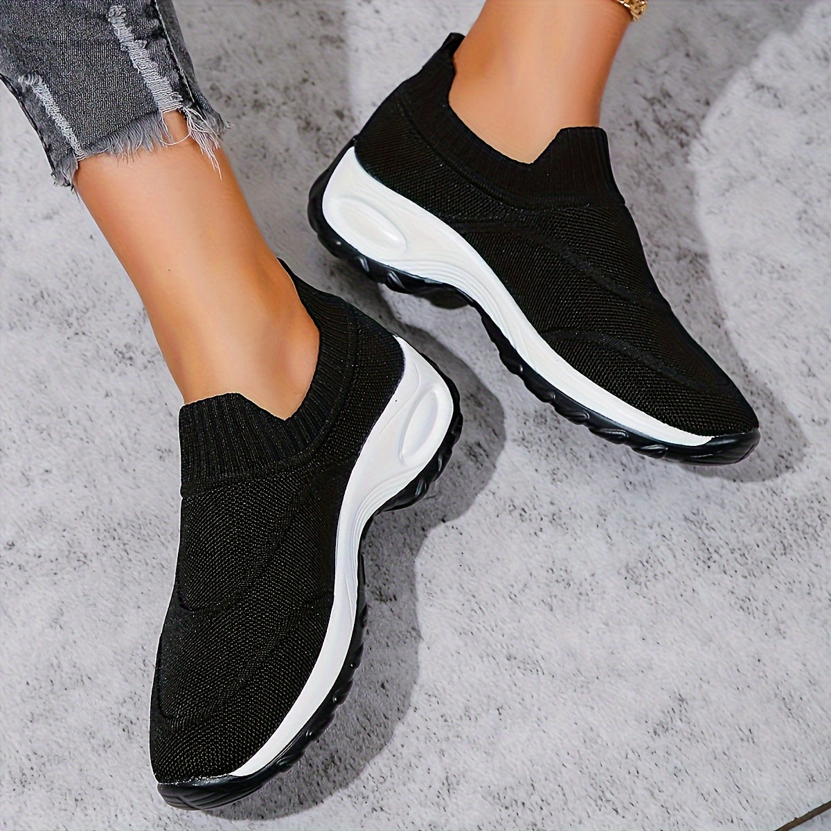 Women's Solid Color Slip-On Sneakers, Breathable Mesh Athletic Shoes With Cushioned Sole, Casual Sporty Shoes For Walking