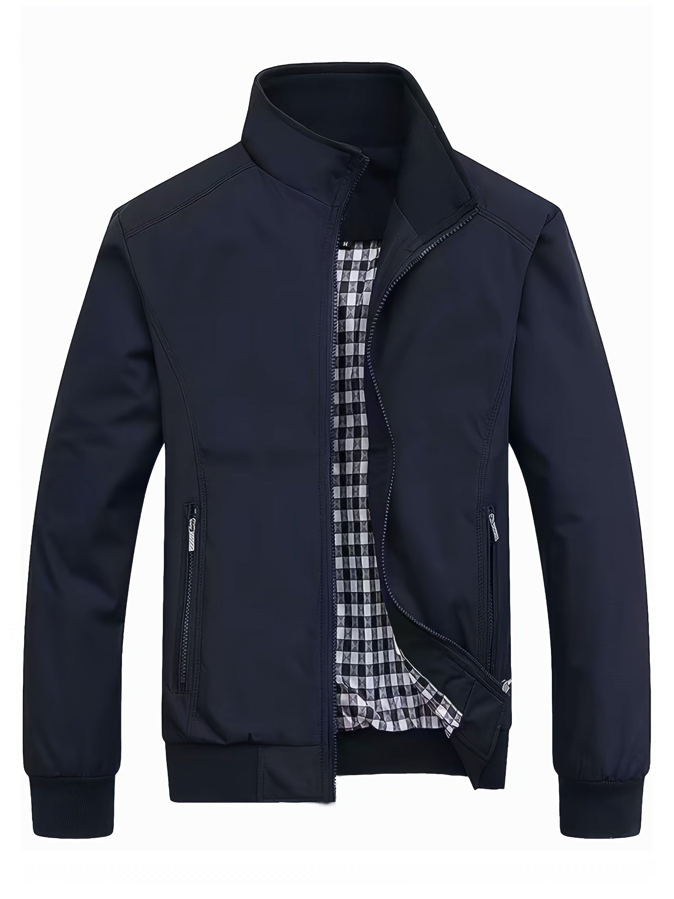 Solid Stand Collar Jacket For Men, Fashion Casual Zip-up Jacket For Spring Fall