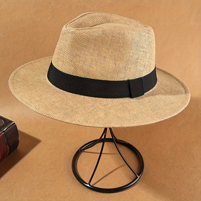 Elegant Paper Straw Hat Set: 4 Pieces of Hook Knit Beach Sun Hat for Men and Women