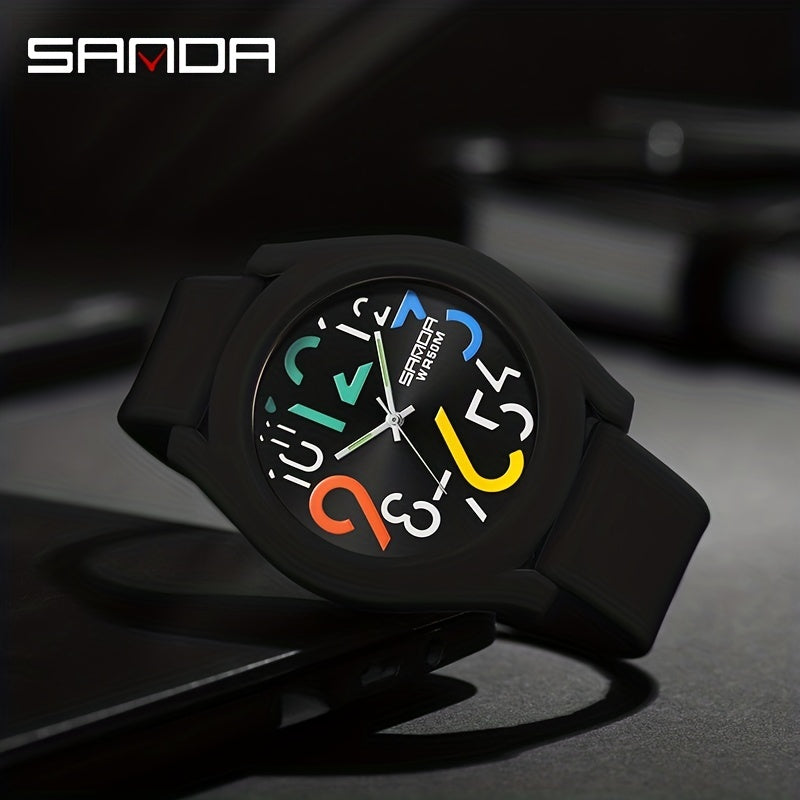 Sanda Colorful Removable Strap Sports Waterproof Large Dial Quartz Watch