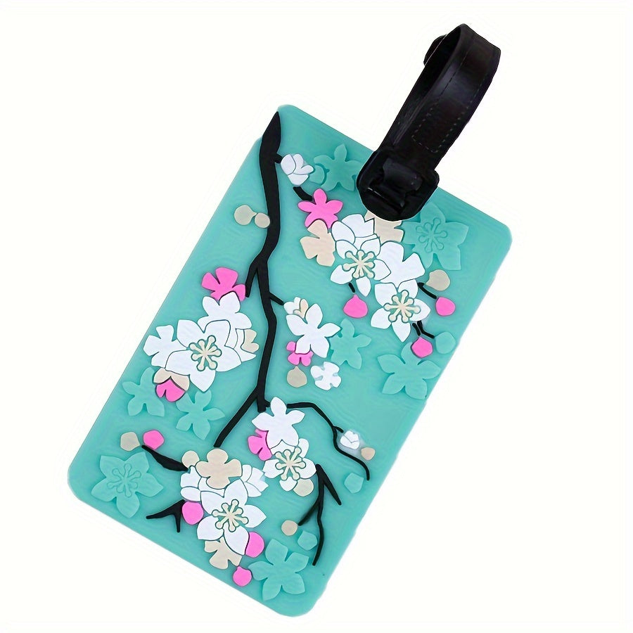 1 Pc, Plum Blossom Design, PVC Soft Luggage Tag, Bus Pass Card Holder