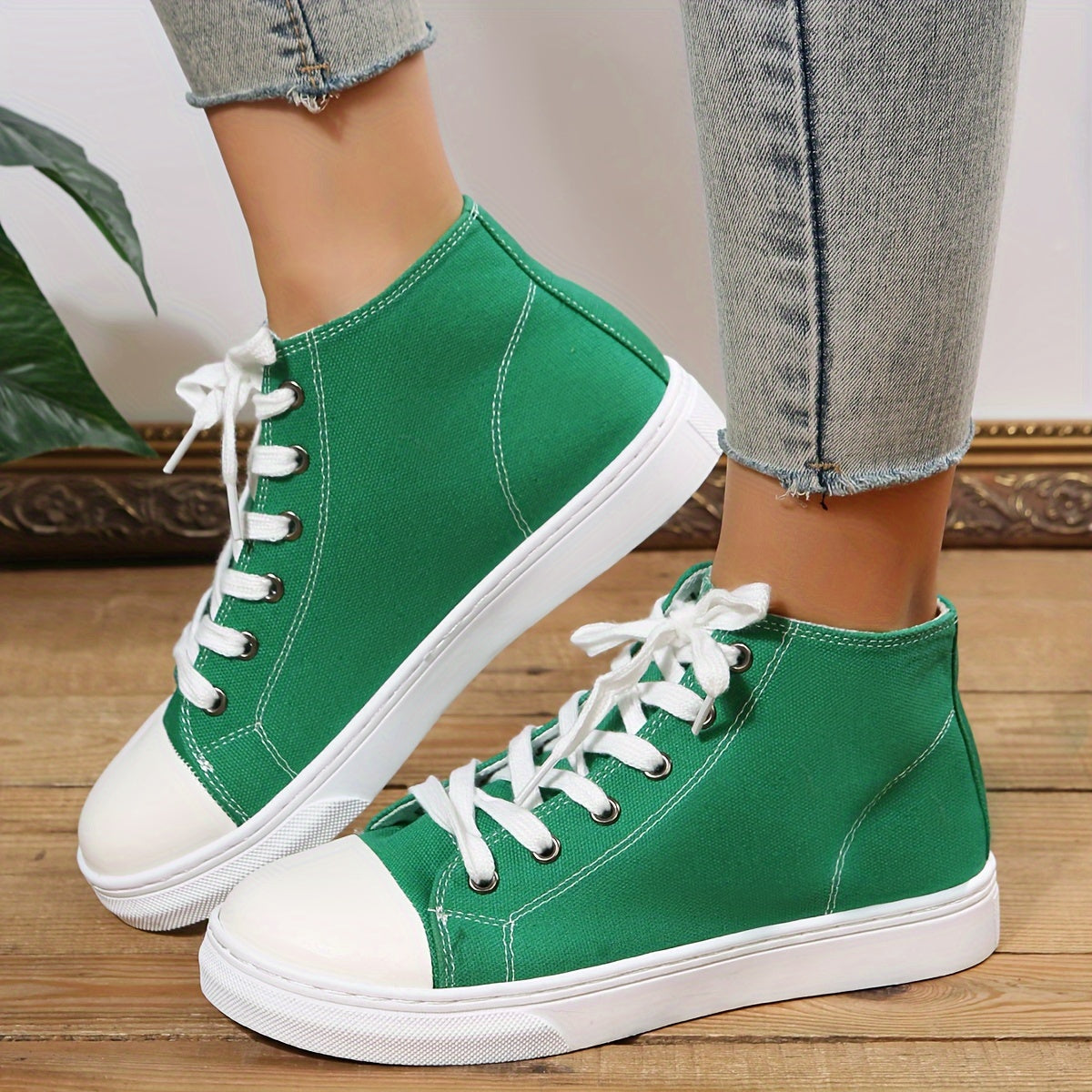 Women's Lace-Up Fashion Casual Sneakers, Breathable Canvas Comfortable Versatile Canvas Shoes, Comfortable And Versatile Flat Shoes For Spring And Autumn Seasons