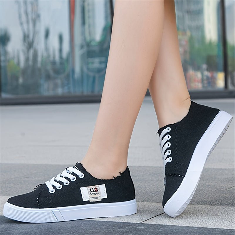 Women's Classic Canvas Shoes, Casual Lace Up Outdoor Shoes, Comfortable Low Top Sneakers