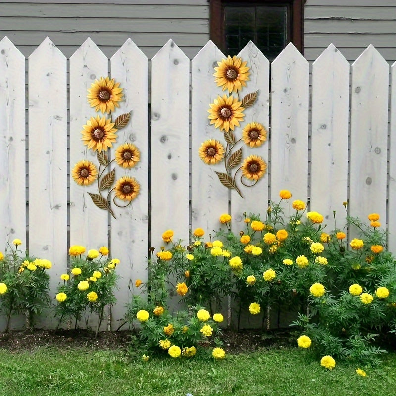 Metal Sunflower Wall Art, 1pc, Garden Decor, Indoor & Outdoor Use, No Electricity Needed