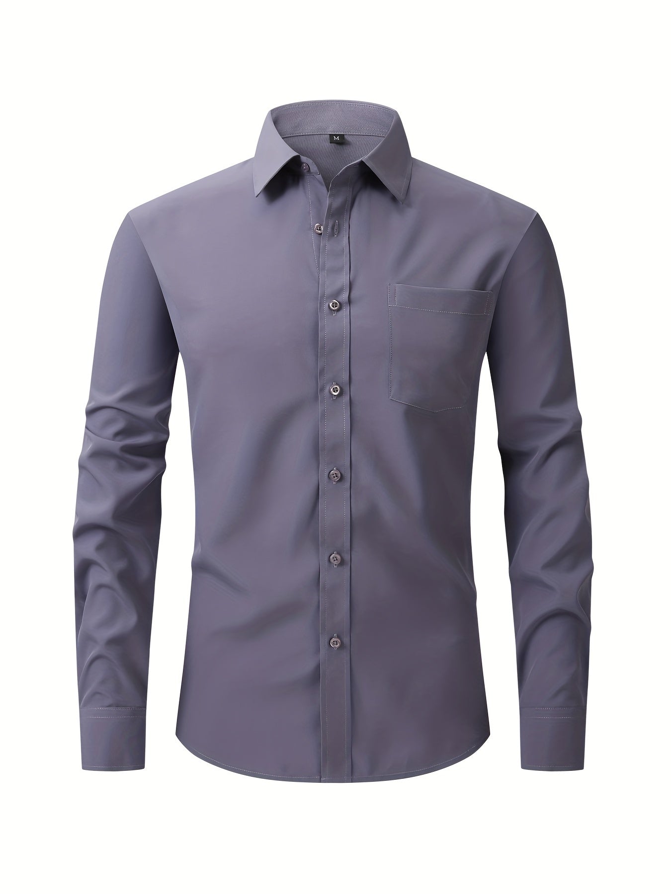 Men's Formal Classic Design Button Up Shirt With Chest Pocket, Male Clothes For Spring And Fall Business Occasion