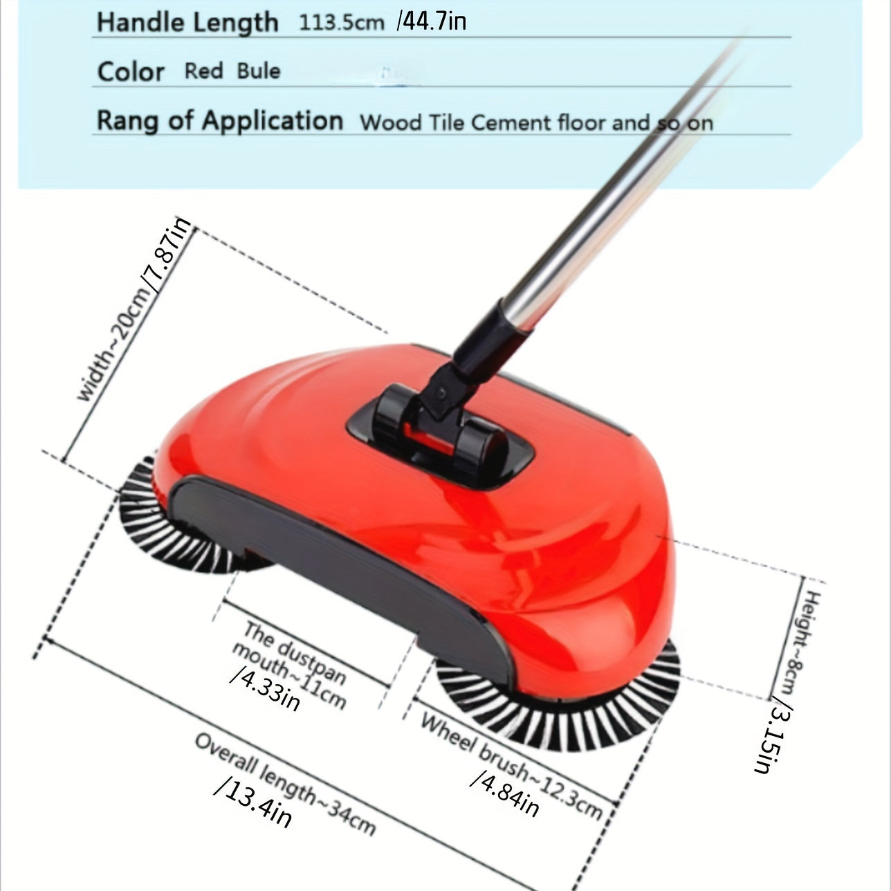 3 In 1 Multifunctional Hand Push Sweeper, Vacuum Cleaner, Hand Push Sweeping And Moping Machine, To Remove Garbage, Pet Hair And Dust, Dry And Wet Use, Suitable For Hardwood Ceramic Tiles.