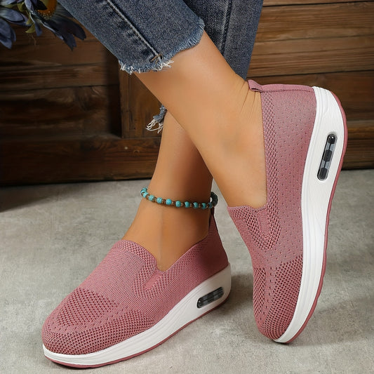 Zapatillas de deporte de plataforma de color sólido para mujer, zapatos cómodos antideslizantes con punta redonda, zapatos para caminar al aire libre