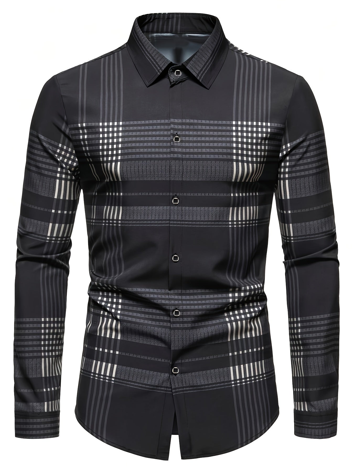 Men's Plaid Print Long Sleeve Shirt For Spring And Fall, Casual Comfy Shirt As Gift