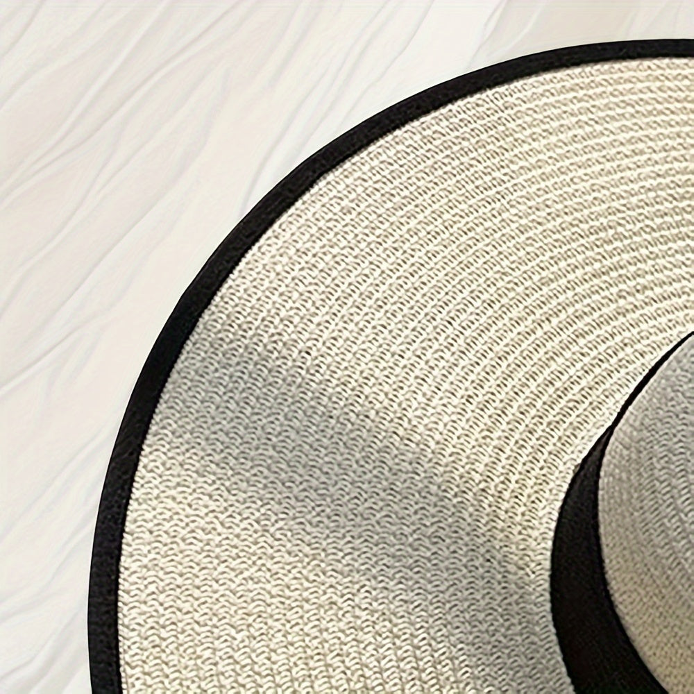 Chic Wide Brim Straw Sun Hat for Women - Trendy Korean Style with Sweet Bow, UV Protection, Perfect for Beach & Summer Trips